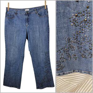 Coldwater Creek Blue Jeans Plus 20W 40x31.5 Denim Studded Leg Detail pants
